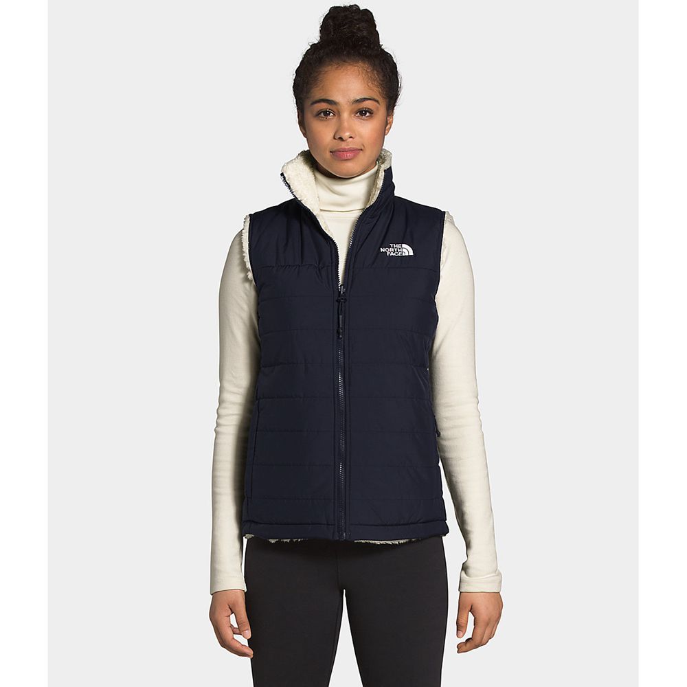 The North Face Vests Womens Australia - The North Face Mossbud Insulated Reversible Navy / White (ZL